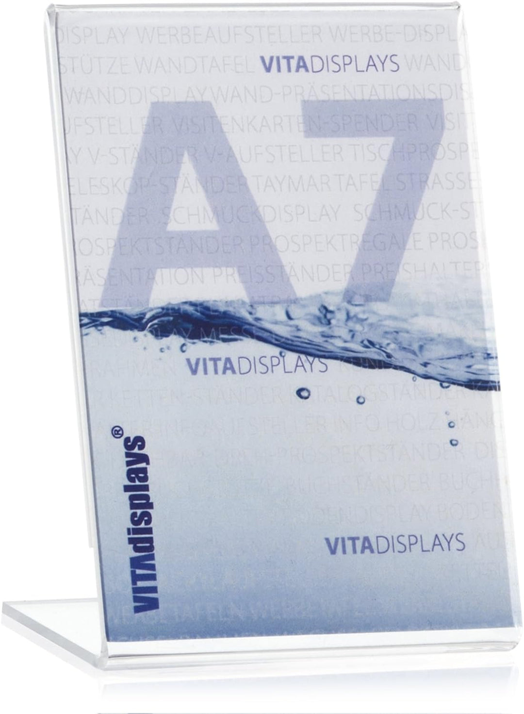 10 Stück VITAdisplays® DIN A7 Werbeaufsteller / Preishalter / Fotoaufsteller (7,4×10,5cm), Transpare
