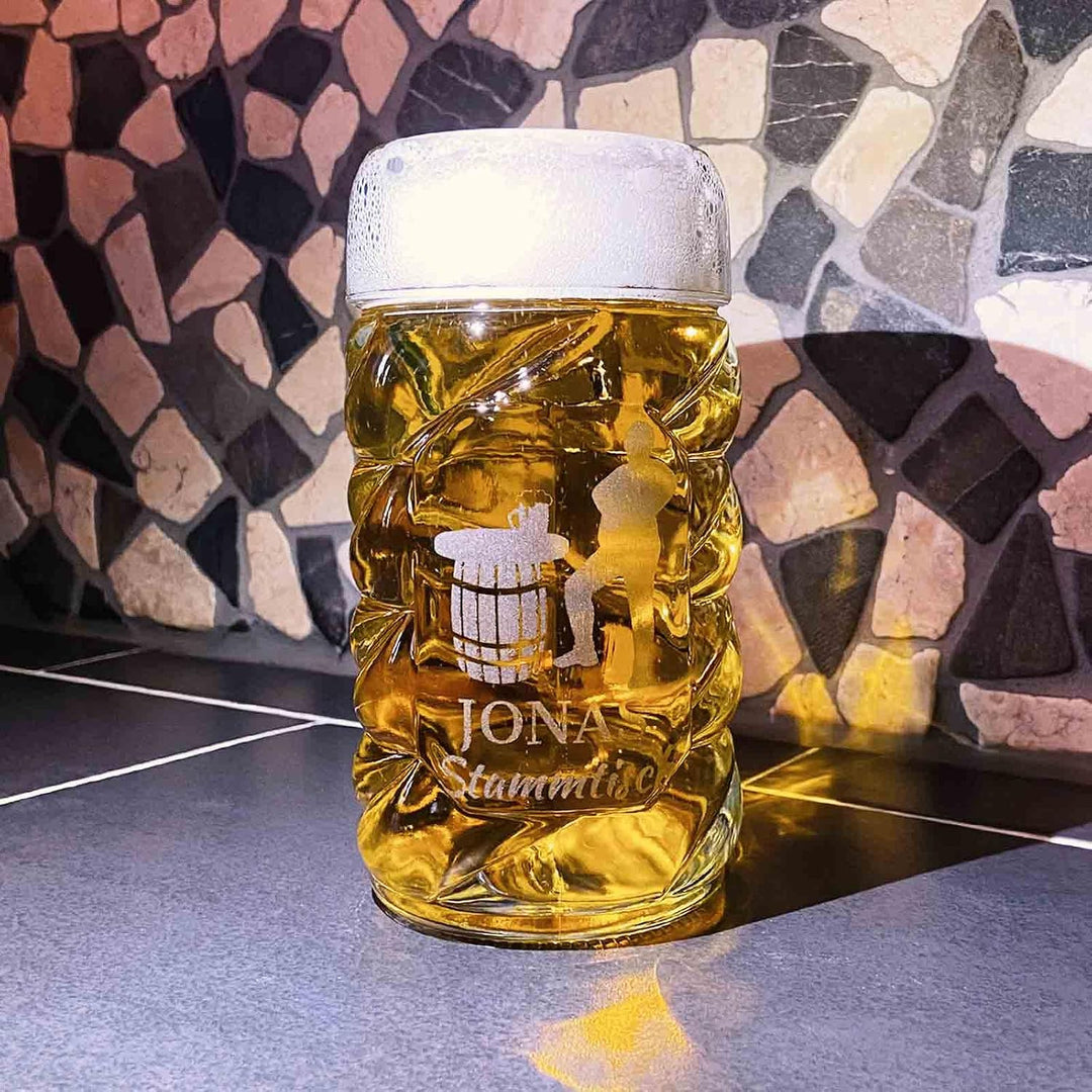 Diamond Bierkrug 0,5 Liter mit Gravur, 1 Stück, Personalisiertes Bierseidel mit Motiv & Namen, Spülm