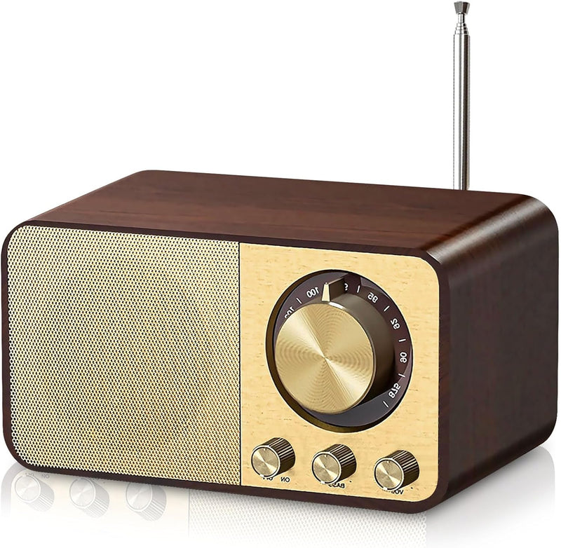 Retro Radio, Nostalgie Radio, Radio mit Bluetooth, Bluetooth Radio, 5W Lautsprecher, mit 1800mAh Akk