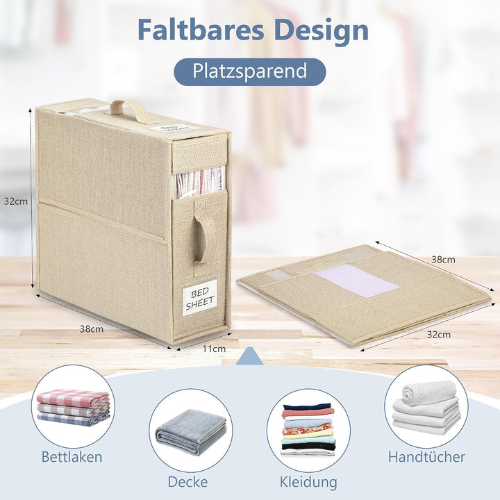 Aufbewahrungstasche für Bettlaken, 2 Stück Faltbare Bettwäsche Organizer, Praktische Lagerung von Be