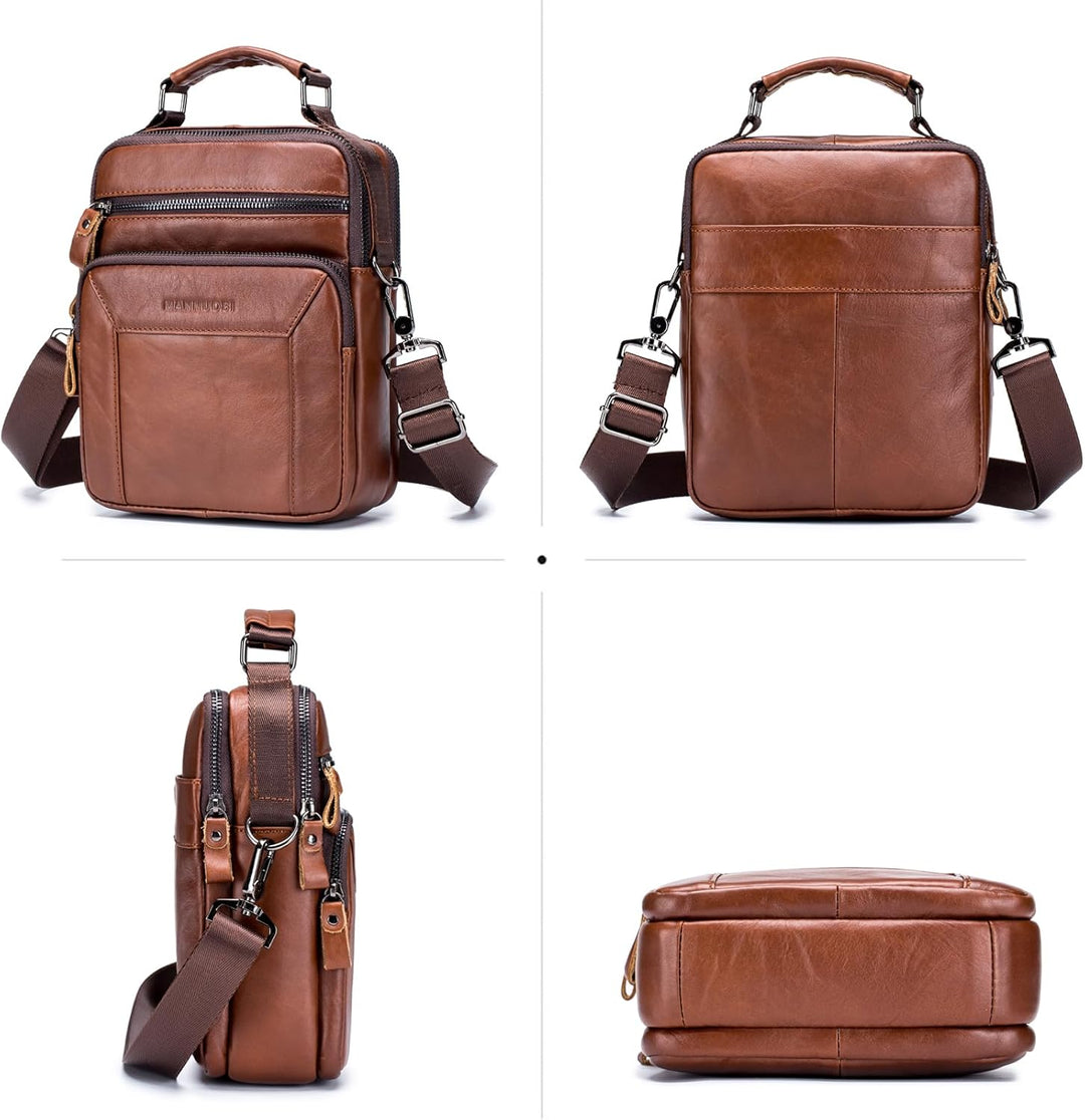 MANNUOSI Herren Schultertaschen business Freizeit Henkeltaschen echtleder vintage Handtaschen Einhei