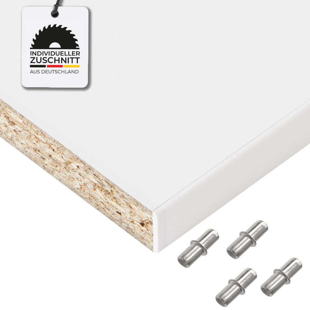 Einlegeboden, Regalboden nach Mass - 1,9 cm Starke Spanplatte, melaminbeschichtet, einseitige ABS-Ka