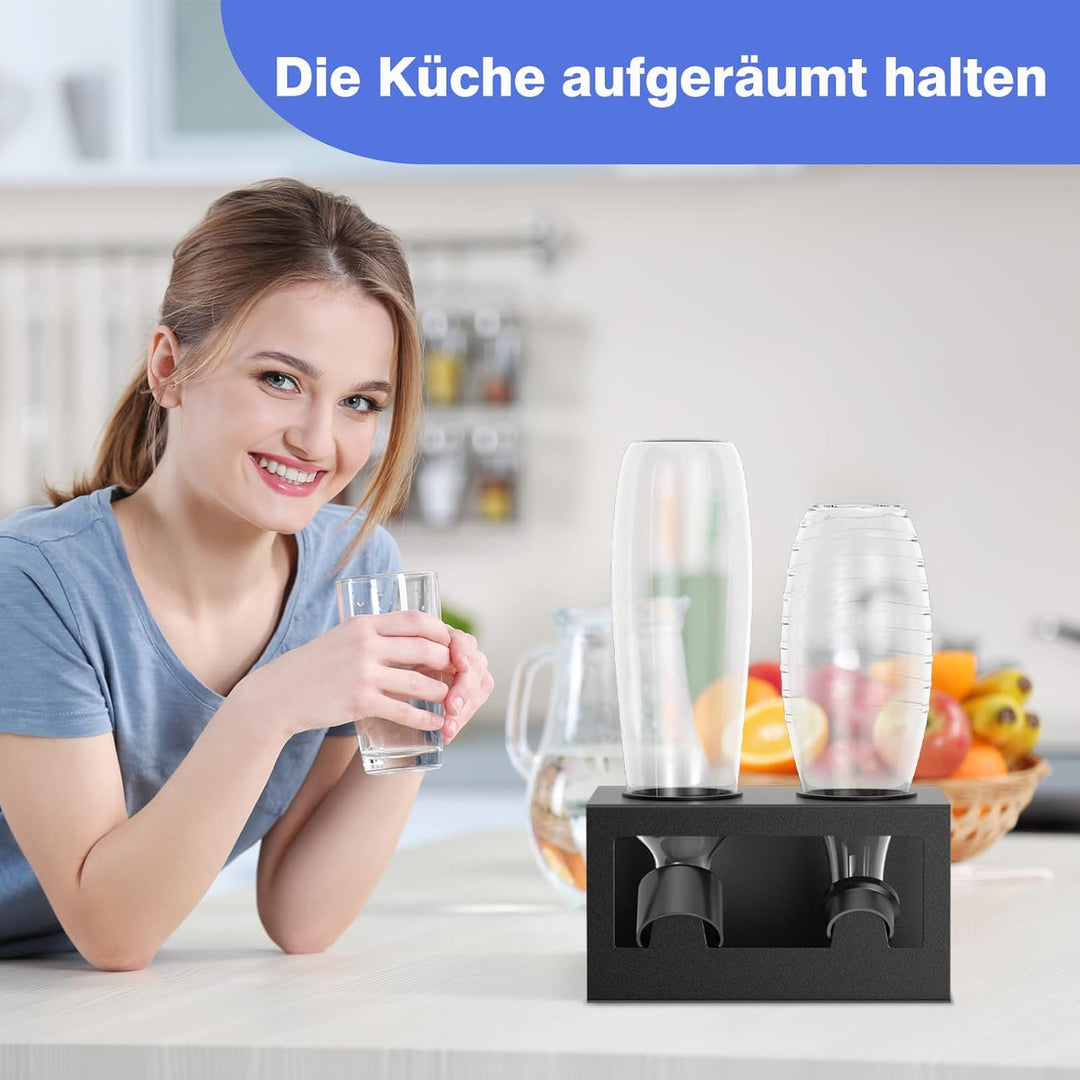 HOMMAND Flaschenhalter für SodaStream Crystal und Emil Flaschen, Edelstahl Flaschenhalter Abtropfges