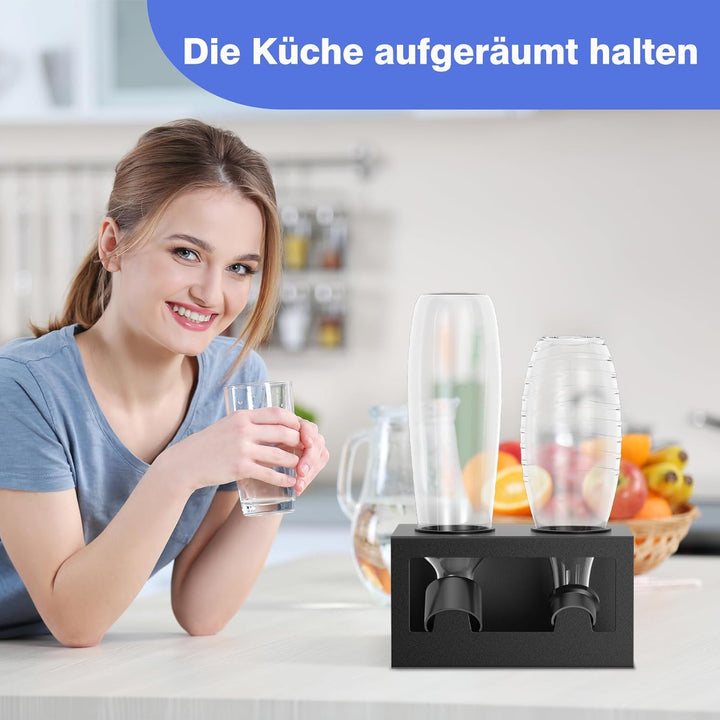 HOMMAND Flaschenhalter für SodaStream Crystal und Emil Flaschen, Edelstahl Flaschenhalter Abtropfges