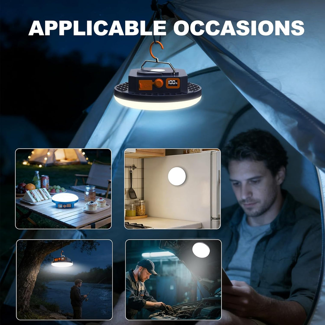 Campinglampe LED 2000 Lumen Camping Laterne mit 9900mAh Powerbank Aufladbar Zeltlampe, Suchscheinwer