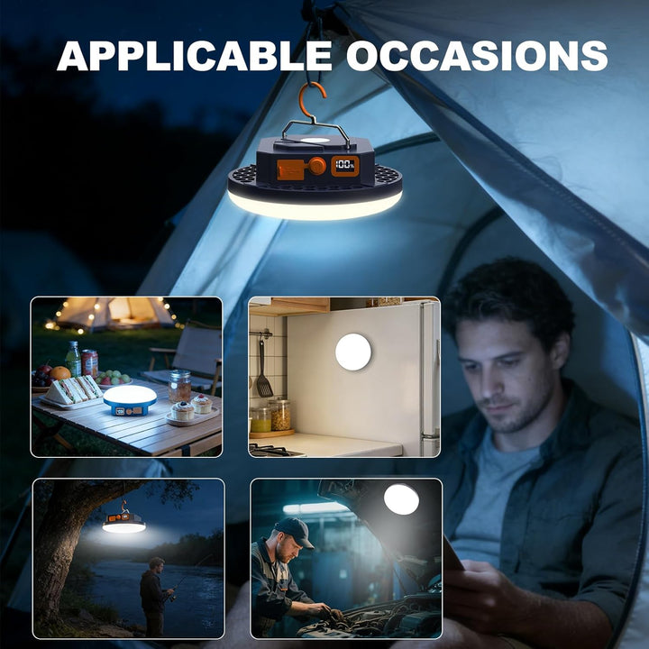Campinglampe LED 2000 Lumen Camping Laterne mit 9900mAh Powerbank Aufladbar Zeltlampe, Suchscheinwer