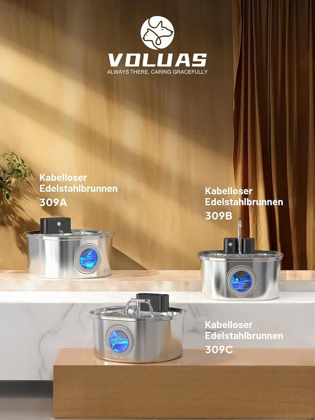 Ersatz-Katzen-Wasserbrunnenfilter, 9 Filter und 9 Vorfilterschwämme für 3,2 l Edelstahl-Wasserbrunne