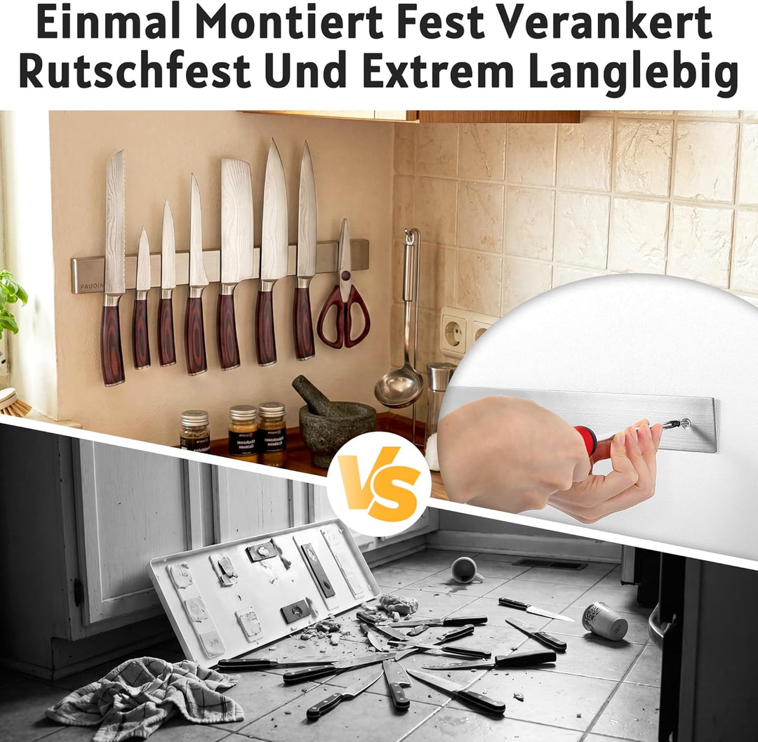 PAUDIN Magnetleiste Messer 45 cm Messerleiste magnetische Küchenmesserleiste aus Edelstahl mit extra