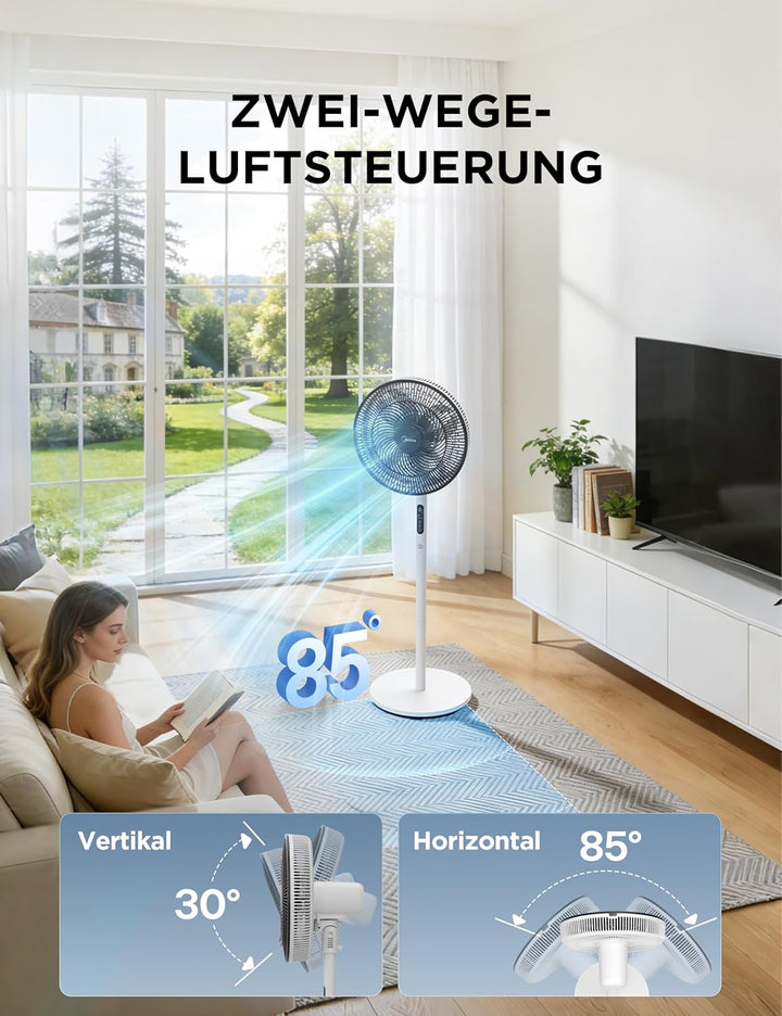 Midea FS35-26XRD Standventilator, höhenverstellbar (700-1300mm) mit DC-Motor & Mobius AeroBlade™, 3