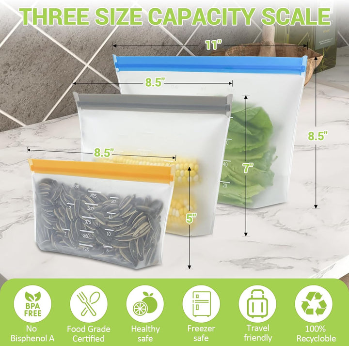 20 Stück Gefrierbeutel Wiederverwendbar mit Stehendes Boden-Design, Silikonbeutel für Lebensmittel,A