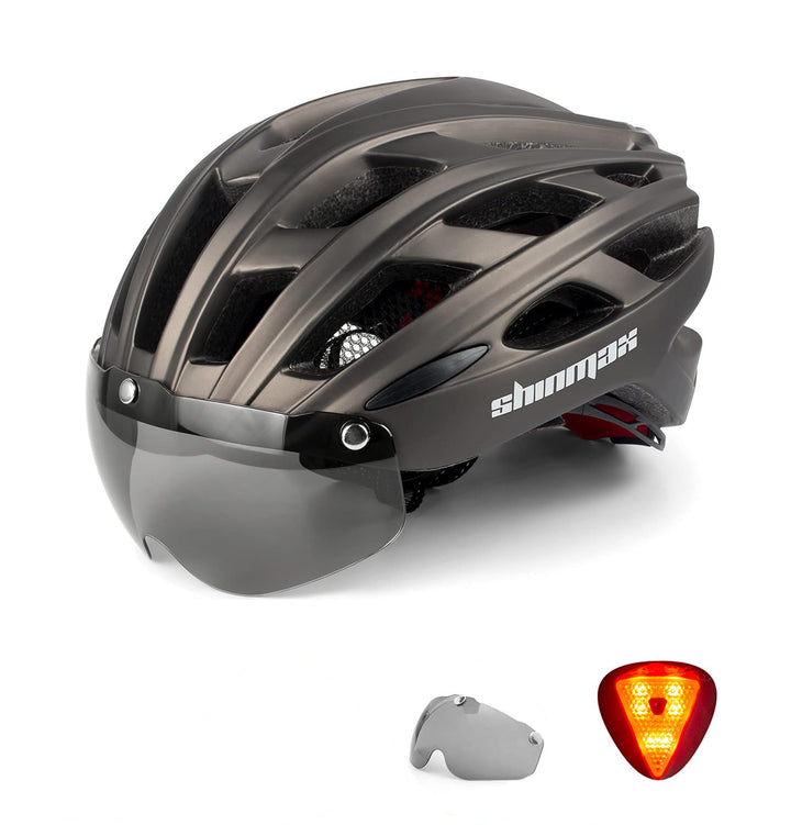 Shinmax Fahrradhelm mit LED-Beleuchtung, Fahrradhelm mit Sicherheitsbeleuchtung, magnetischer Fahrra