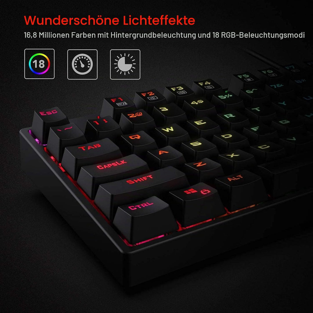 Redragon K582-US SURARA RGB LED-Hintergrundbeleuchtete QWERTY Mechanische Gaming-Tastatur mit 104 Ta