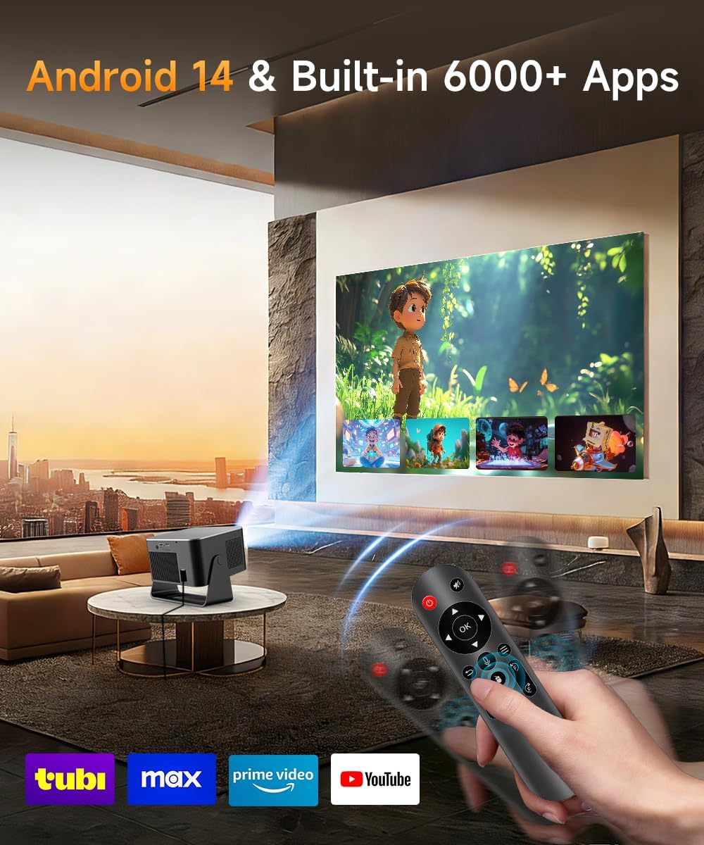 Magcubic Mini Beamer 4K 8K 1080P Supported, Portable Projektor mit Android 14,WiFi 6 Bluetooth 5.4,