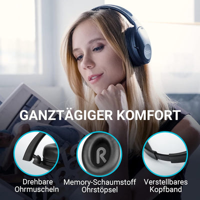 233621 Noise Cancelling Kopfhörer Bluetooth [100 Stunden Hördauer] Over-Ear Kopfhörer Kabellos mit M