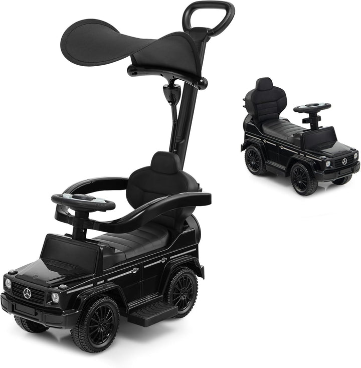 DREAMADE 3-in-1 lizenzierter Mercedes-Benz Rutschauto, Schiebewagen mit Schiebegriff, verstellbarem