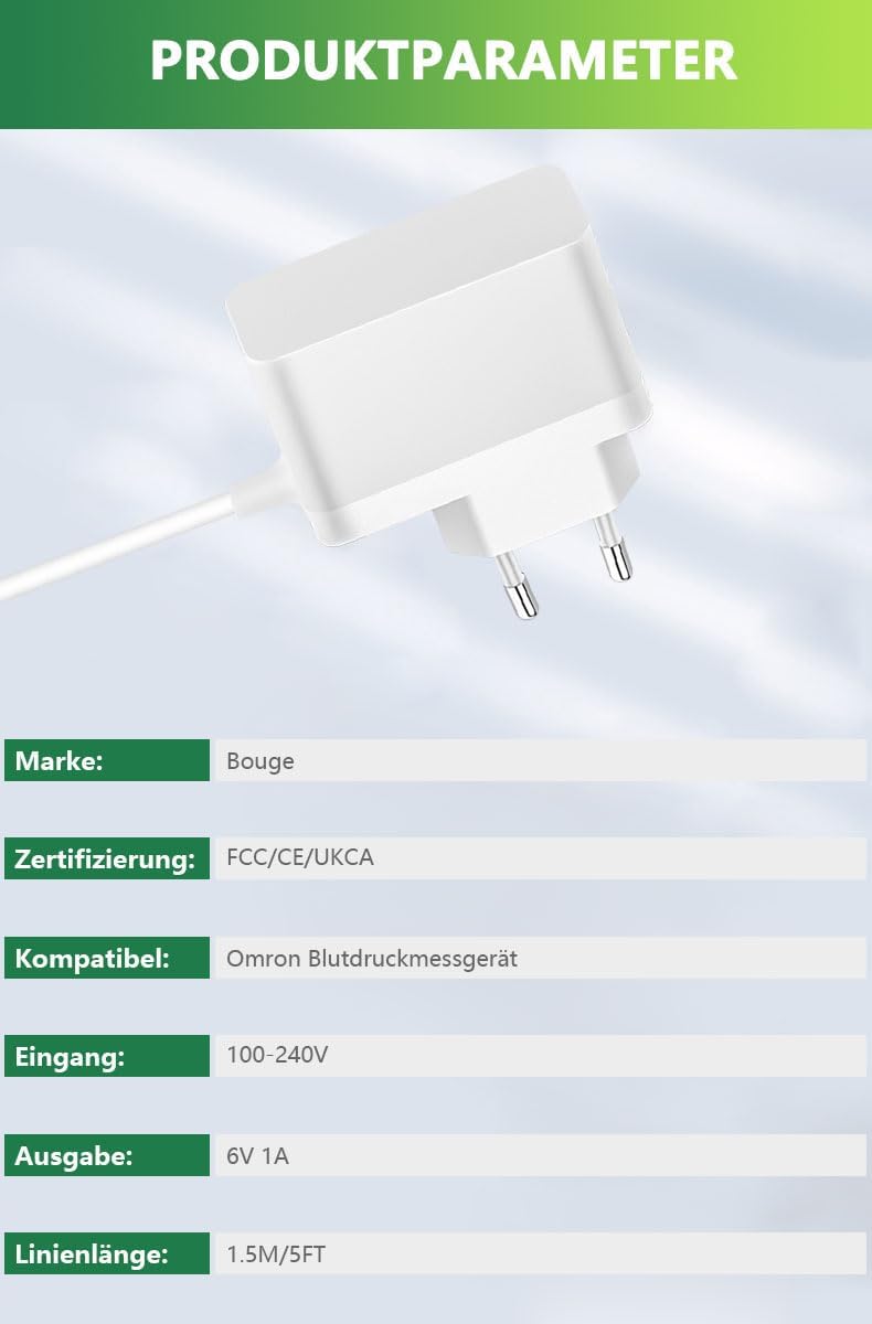 Bouge 6V Ladegerät Kompatibel mit Omron M500 M300 M400 M700 M2 M3 M6 M7 M8 M9 X3 X4 X7 Evolv All-in-