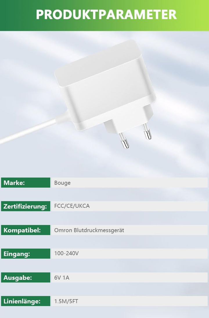 Bouge 6V Ladegerät Kompatibel mit Omron M500 M300 M400 M700 M2 M3 M6 M7 M8 M9 X3 X4 X7 Evolv All-in-