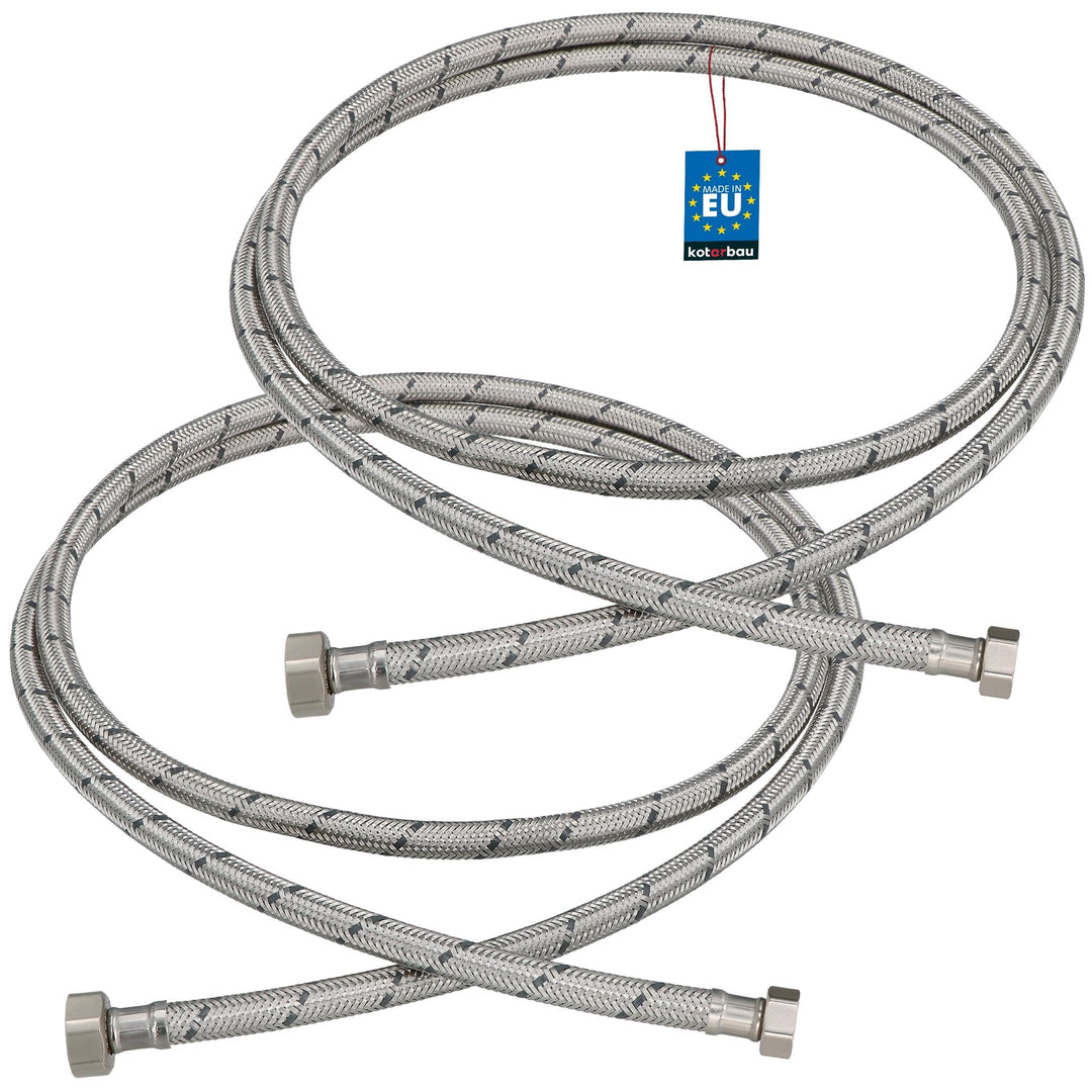 KOTARBAU® Flexschlauch 1/2“ x 3/8“, Wasserschlauch, Panzerschlauch 200 cm | 2er Set, Anschlussschlau