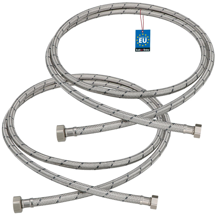 KOTARBAU® Flexschlauch 1/2“ x 3/8“, Wasserschlauch, Panzerschlauch 200 cm | 2er Set, Anschlussschlau