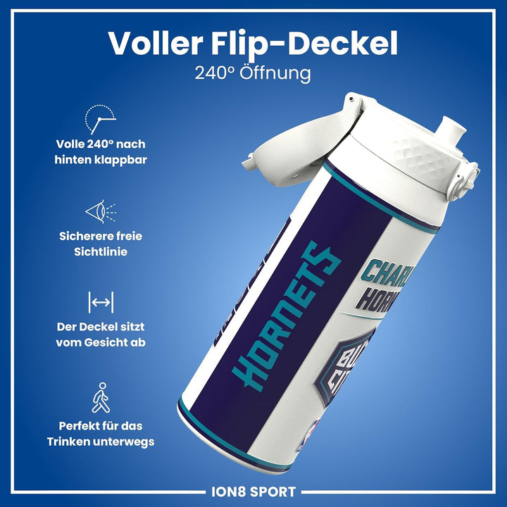 ion8 NBA Charlotte Hornets Trinkflasche Mit Herausnehmbarem Strohhalm, 750ml/24oz, Auslaufsichere Is