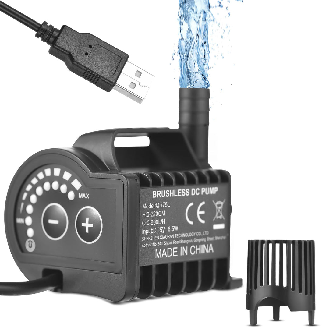 Elektrische Wasserpumpe, tragbare Mini-5-V-Tauchwasserpumpe, 8 Stufen Geschwindigkeitsregulierung, m