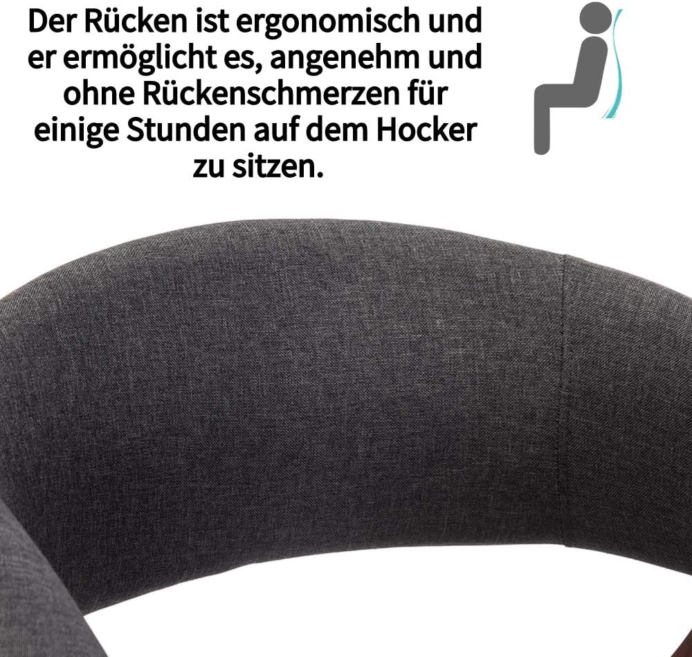 Mingone Esszimmerstühle Holz Küchenstühle Retro Polsterstuhl mit Armlehnen Design Stuhl Linen Stoff