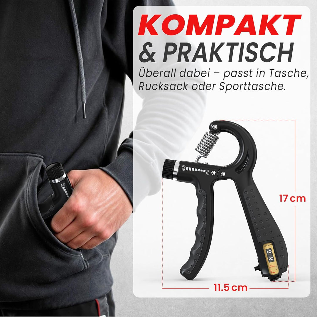 Handtrainer Fingertrainer, Verstellbares Griffkraft Trainer Set -5-Teilig- Unterarmtrainer, Fingerst