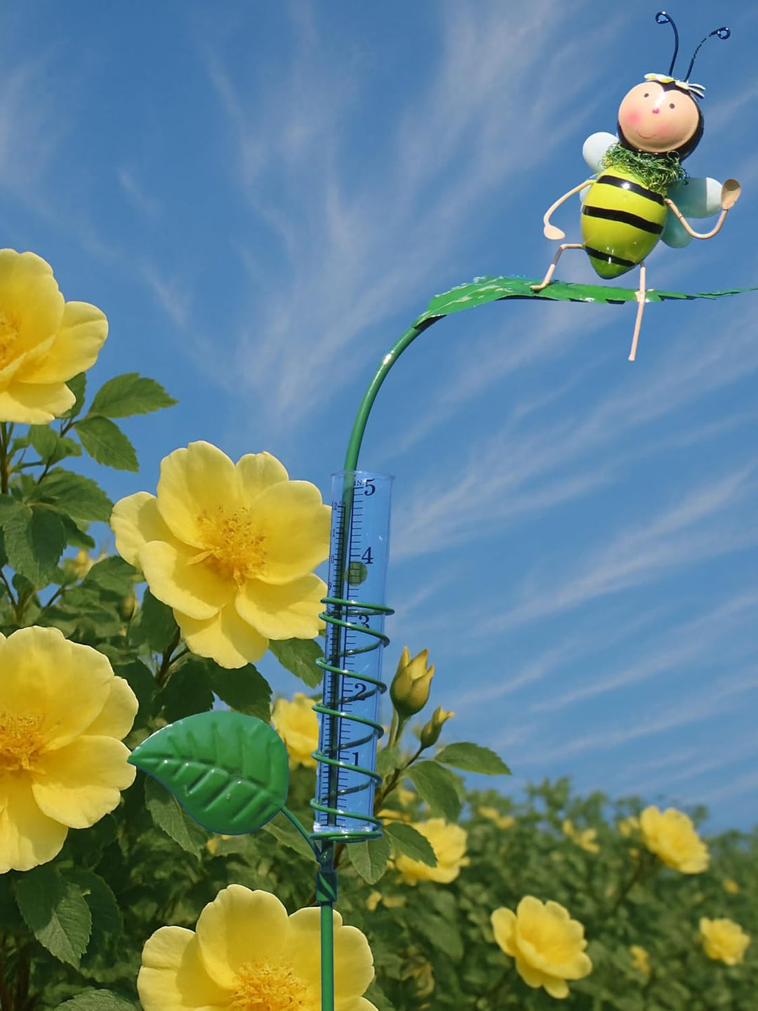Pommerntraum ® | Regenmesser Niederschlagsmesser Pluviometer Gartendekoration Gartenstecker (Biene),