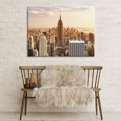 PICANOVA – Bild auf Leinwand Manhattan Empire State Building 100x75cm – Leinwandbild – Premium Leinw