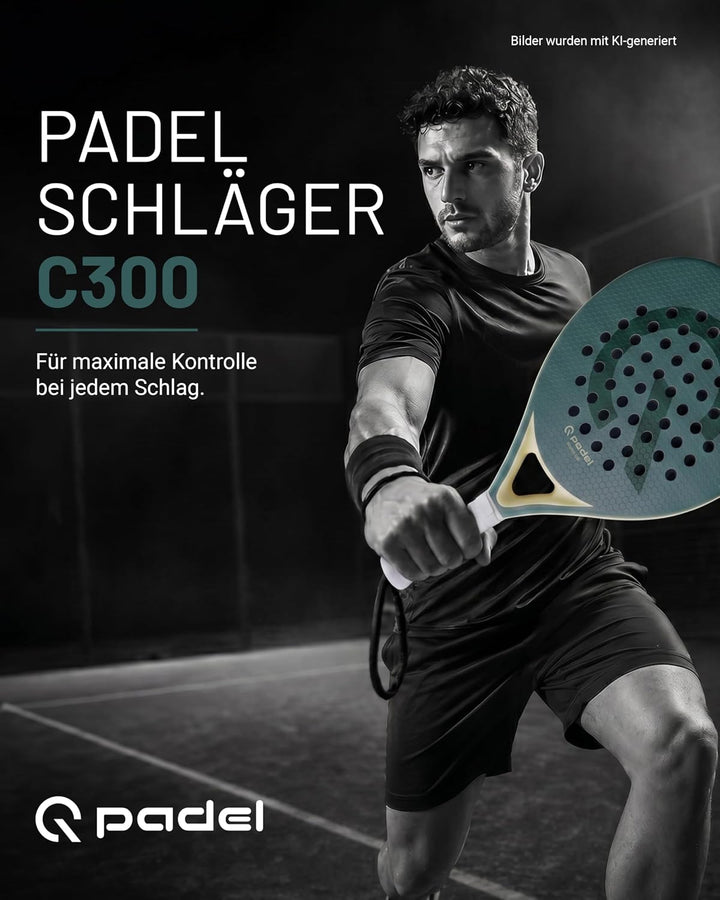 Q Padel C300 Padel Schläger 360g – 3K Carbon Racket für hohe Kontrolle, leichtes Design für Herren &amp;