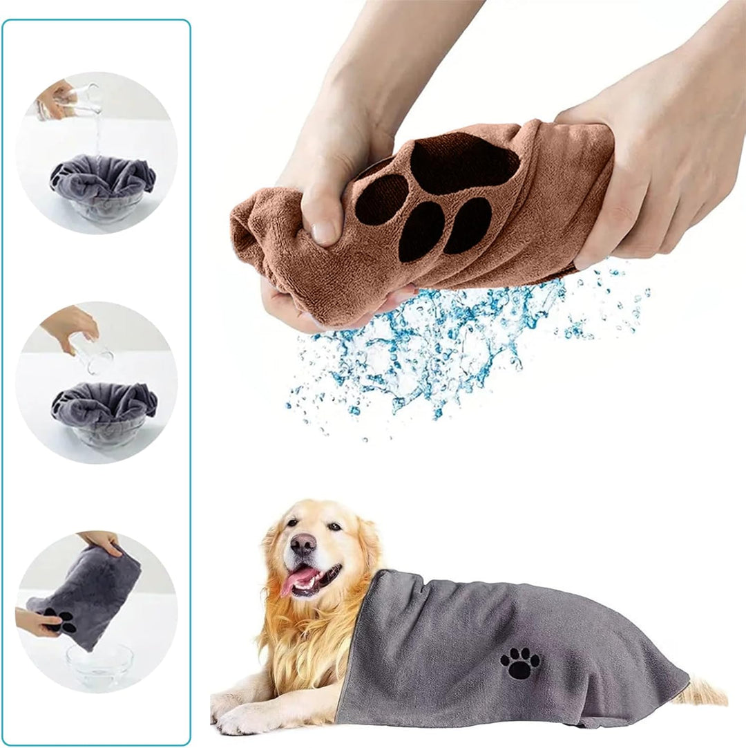 Hundehandtuch Set Extra Saugfähig, 2 Stück Mikrofaser Handtuch Hund Grosse Hunde und Katzen, 70x140c