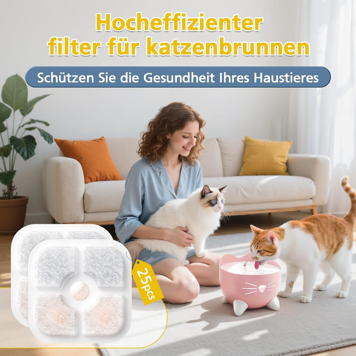 25 Stück katzenbrunnen filter Ersatz für catit pixi trinkbrunnen filter,filter für katzenbrunnen Mit