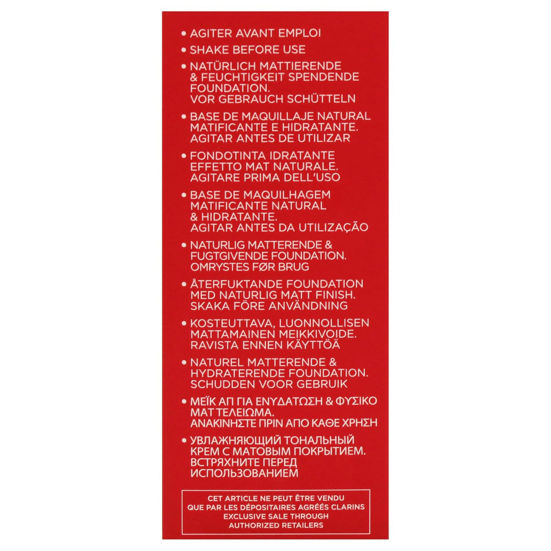 Clarins ILLUSION VELVET TEINT MAT NATUREL & HYDRATATION Nr.105N 3, 30 ml, Nr.105N