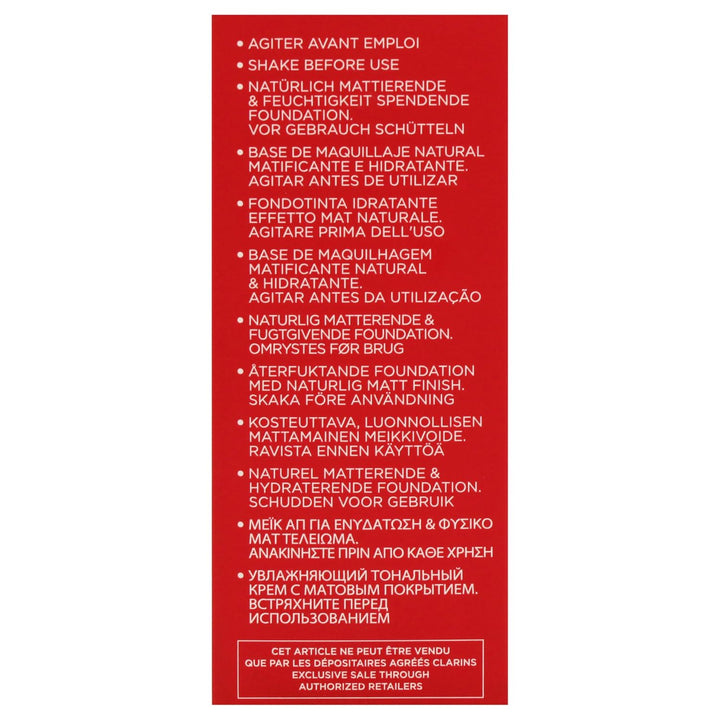 Clarins ILLUSION VELVET TEINT MAT NATUREL & HYDRATATION Nr.105N 3, 30 ml, Nr.105N