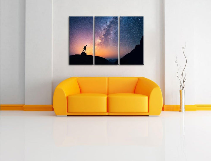 Pixxprint Sternenfänger Milchstrasse als Leinwandbild - Grösse: 3-Teilig (120x80cm) - Wandbild - Kun