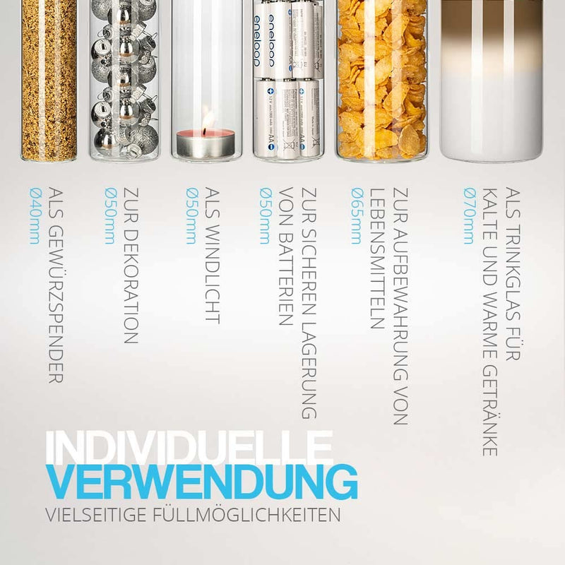 Tuuters 10x Gewürzgläser mit Korken/Vorratsdose aus Glas (70 x Ø50 mm), 70 x Ø50 mm