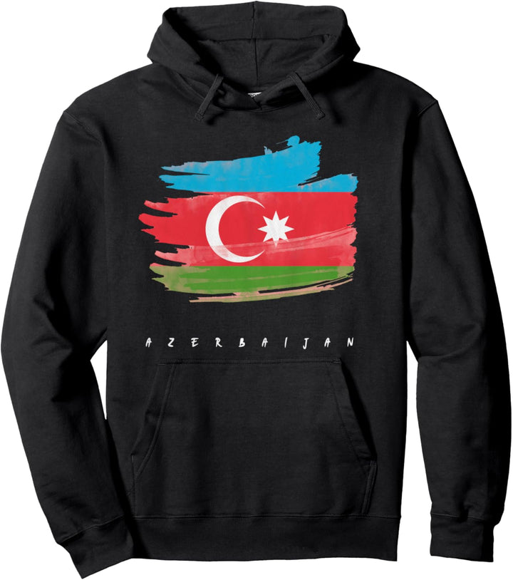 Aserbaidschanische Fahne Wasserfarbe Azerbaycan Pullover Hoodie