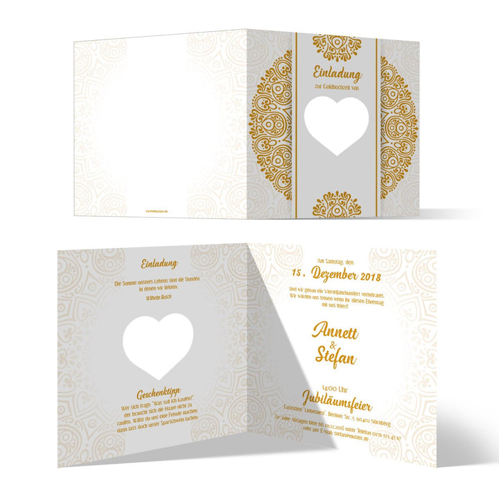 10 x Lasergeschnitten Hochzeitseinladungen Goldhochzeit goldene Hochzeit Einladung individuell - Her