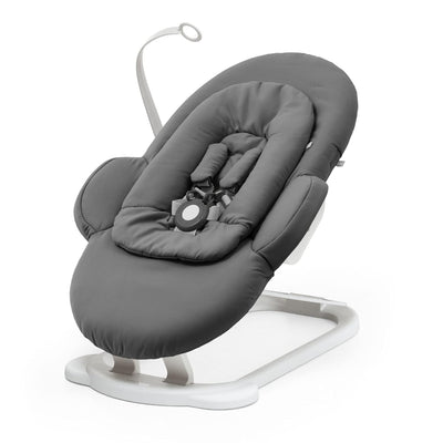 Stokke Steps Wippe, Herringbone Grey/Gestell in White - Für Babys von 0-6 Monaten - Ermöglicht selbs