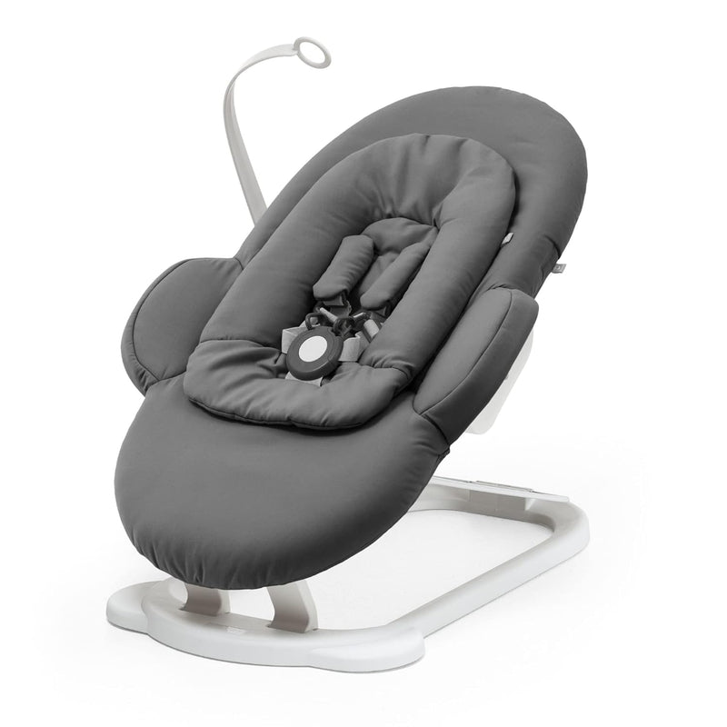 Stokke Steps Wippe, Herringbone Grey/Gestell in White - Für Babys von 0-6 Monaten - Ermöglicht selbs