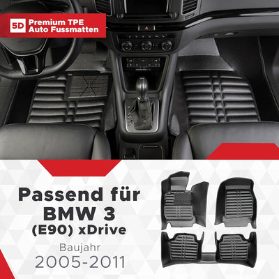 fussmattenprofi.com Auto Fussmatten Kompatibel mit BMW 3 (E90) Limousine XDRIVE Baujahr 2005-2011 I