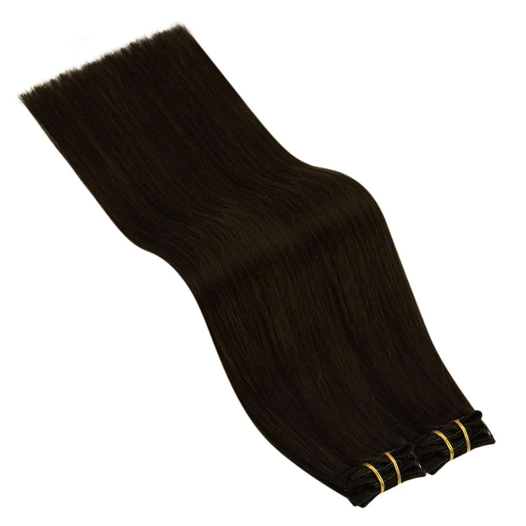 Ugeat Echthaar Clip in Extensions Schokobraun Clip Extensions Echthaar 30cm Clip in Extensions Braun