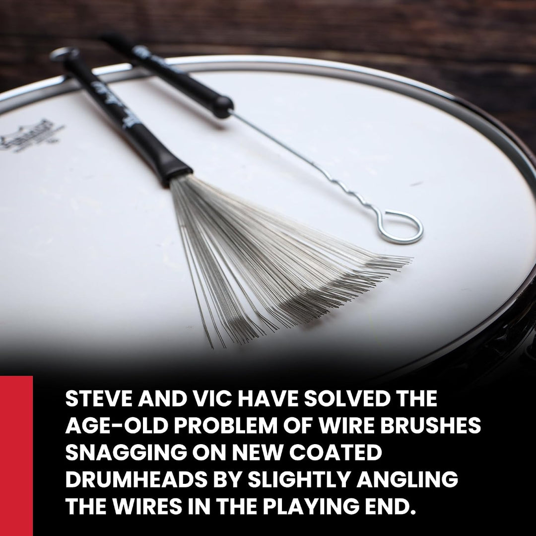Vic Firth Signature Series Wire Brush - Steve Gadd - Retractable - Black Handle Wire Brush Single, W