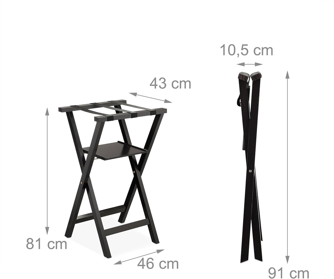 Relaxdays Kofferständer, klappbar, Kiefernholz, HxBxT: 81 x 46 x 43 cm, Gepäckständer mit Ablagefläc