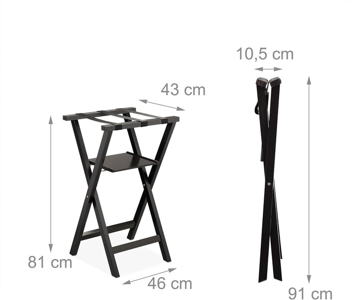Relaxdays Kofferständer, klappbar, Kiefernholz, HxBxT: 81 x 46 x 43 cm, Gepäckständer mit Ablagefläc