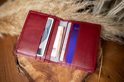 Gusti Kartenhalter Leder - Hal Kartenhülle Kartenetui Brieftasche Rot Leder, Rot