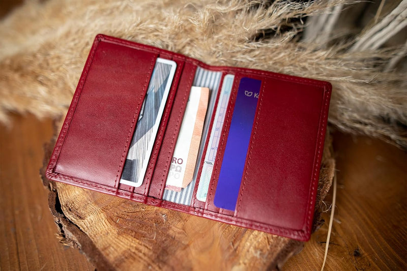 Gusti Kartenhalter Leder - Hal Kartenhülle Kartenetui Brieftasche Rot Leder, Rot