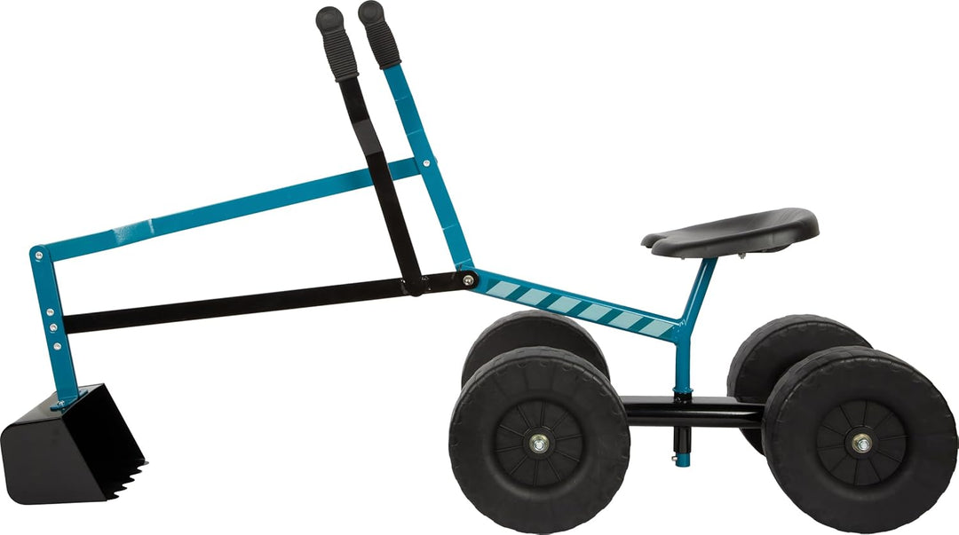 small Foot Bagger mit Rädern blau, Kinder-Sandbagger zum Draufsitzen, mit 360° Drehung, Metallgestel