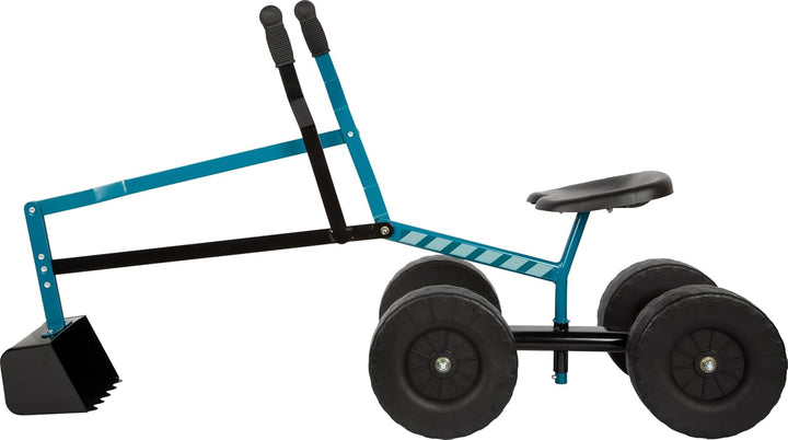 small Foot Bagger mit Rädern blau, Kinder-Sandbagger zum Draufsitzen, mit 360° Drehung, Metallgestel