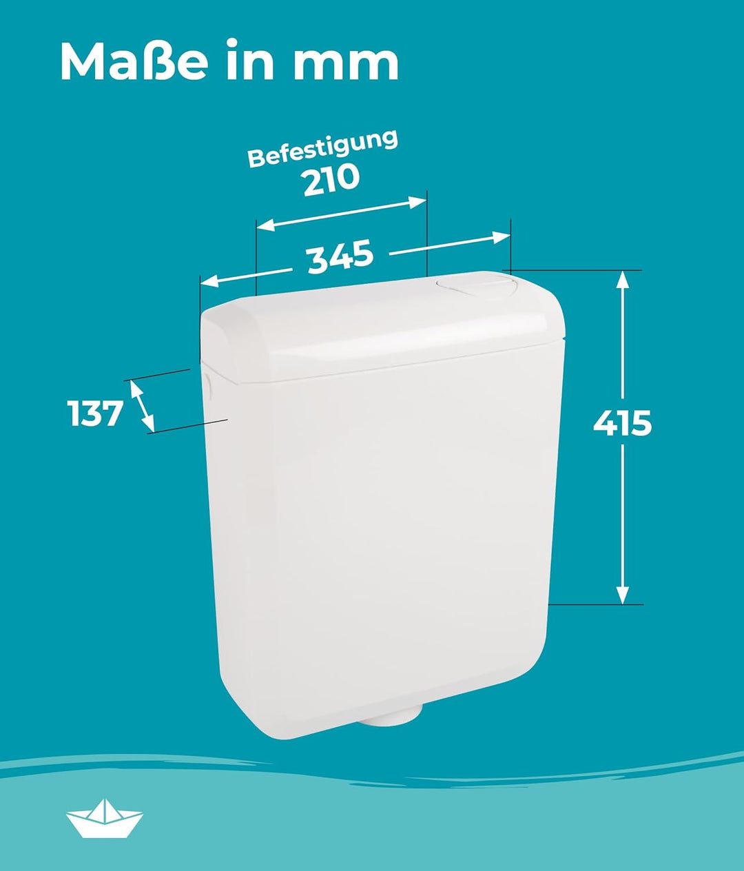 Calmwaters® Spülkasten mit 2-Mengen-Spülung, 3-3,5 & 6-7 Liter Spülmenge, Aufputzspülkasten WC schma
